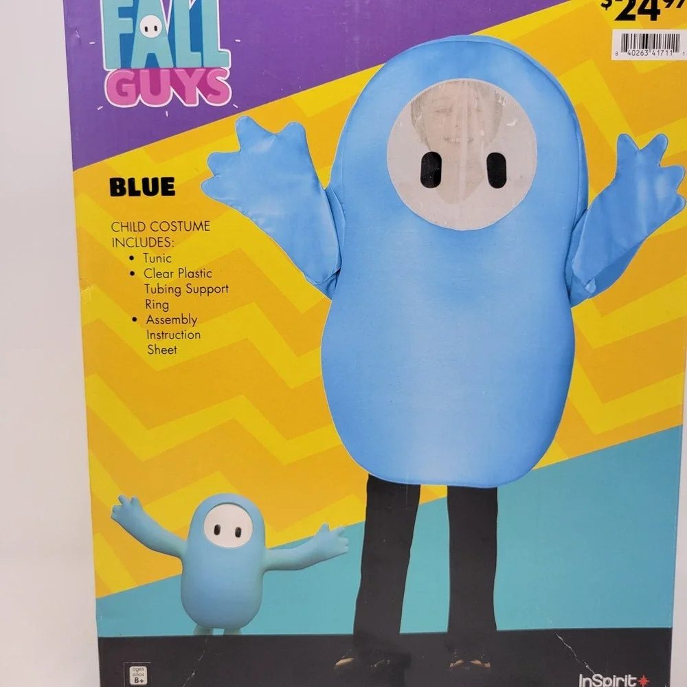 Kids Fall Guys Blue Polyester Tunic Blue Costume - Medium‎ (8)
